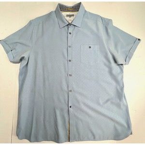 Ted Baker Men Blue Size 7 (Size 2XL) Short Sleeves Button Down Shirt
